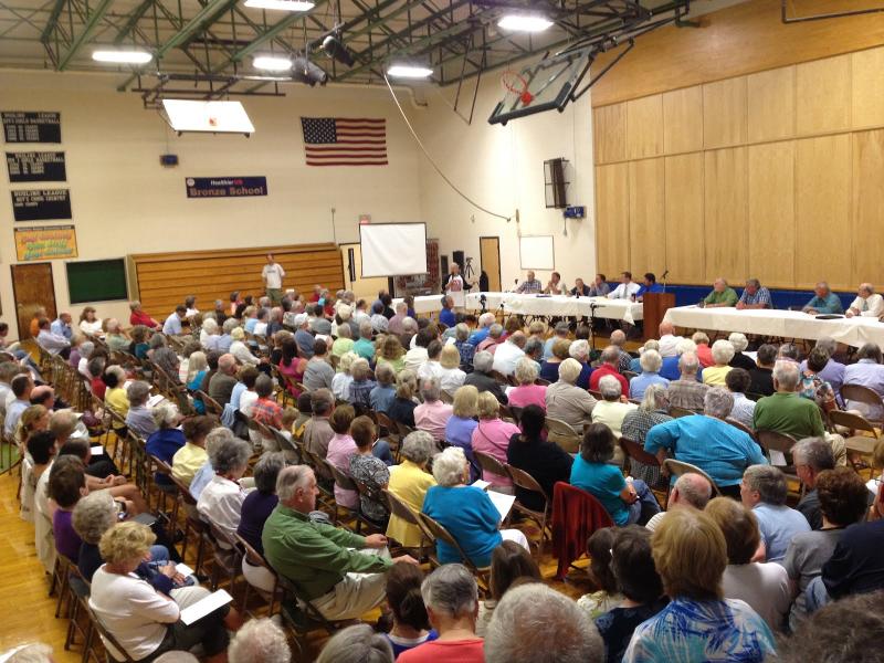 More than 300 Boothbay residents raised their hands Wednesday when asked if they wanted to keep St. Andrews Hospital open. The action came during a joint meeting of the elected representatives of Boothbay, Boothbay Harbor, Southport and Edgecomb. SUE MELLO/Boothbay Register